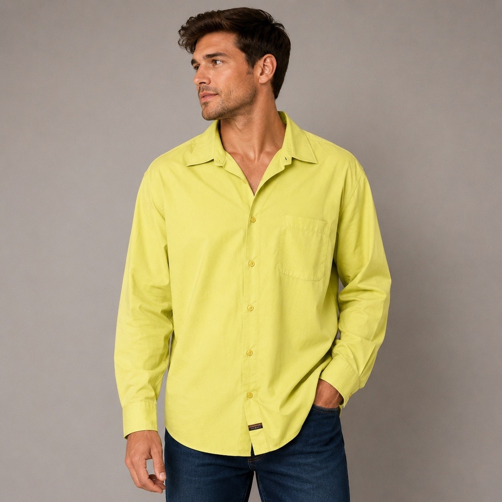 Robert Talbott Shirt Mens XL Lime Green 100% Cotton Made Turkey Long Sleeve